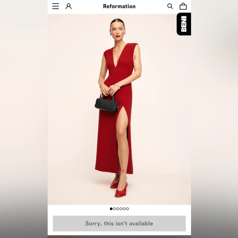 Reformation Cori Red Maxi Dress with Side Slit - Picture 1 of 3